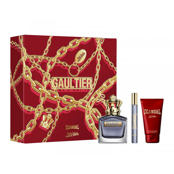JEAN PAUL GAULTIER SCANDAL FOR HIM EAU DE TOILETTE SPRAY 100ML SET 3 PIECES
